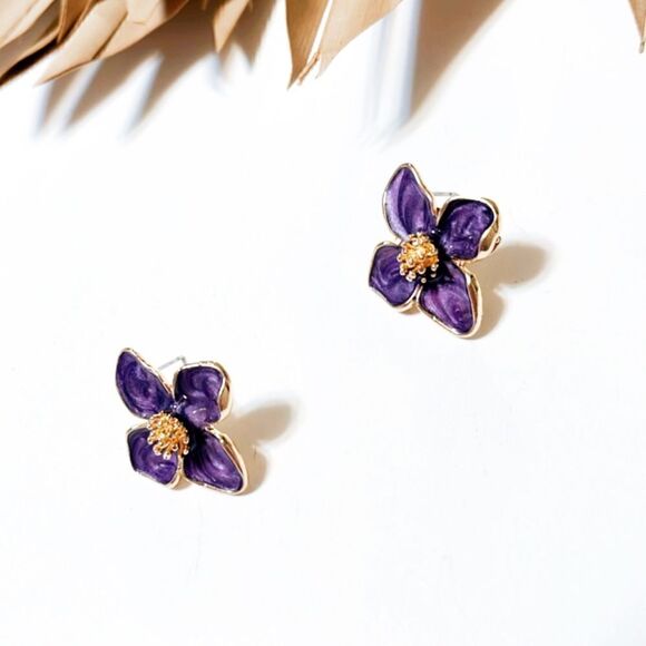Flower stud earrings #537  - Picture 3 of 5